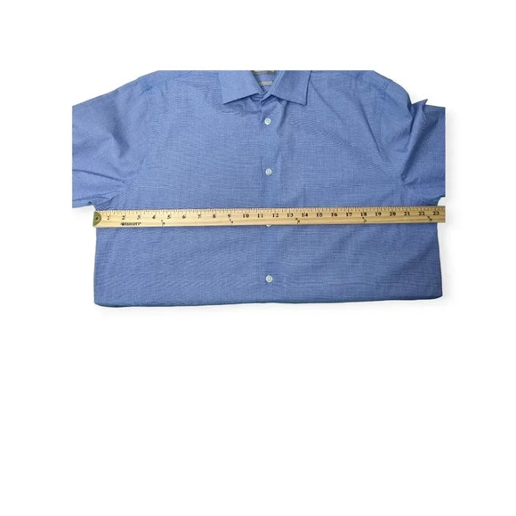 Michael KORS Mens Sz L Blue Long Sleeve Button Up Slim fit Stretch Dress Shirt - Picture 11 of 13